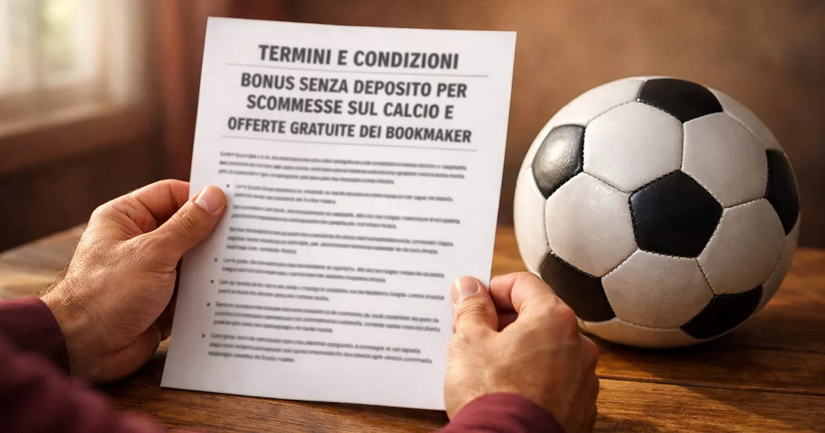 Persona che consulta offerte bonus su un documento con simbolo euro e pallone da calcio