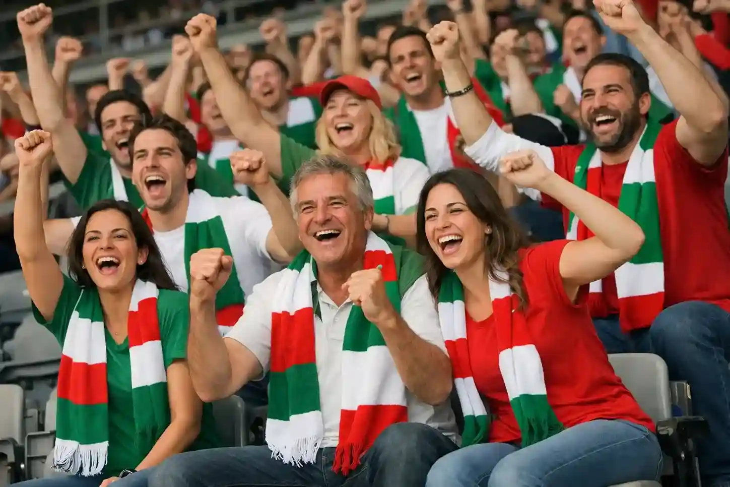 Tifosi di calcio che esultano allo stadio