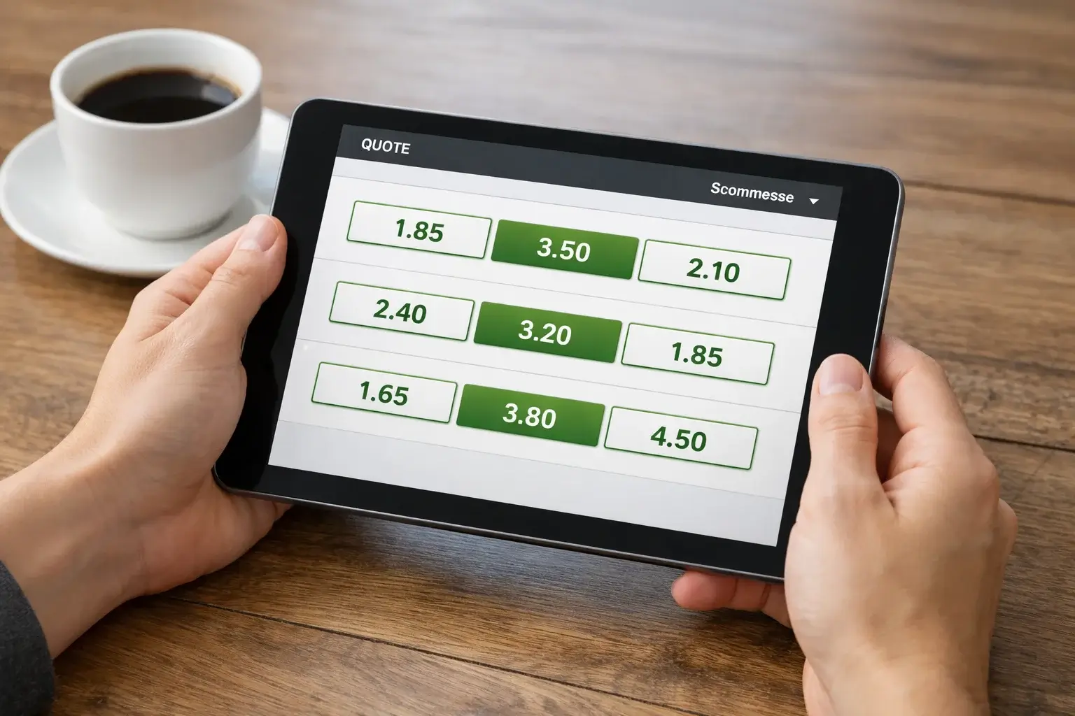 Persona che analizza quote su tablet