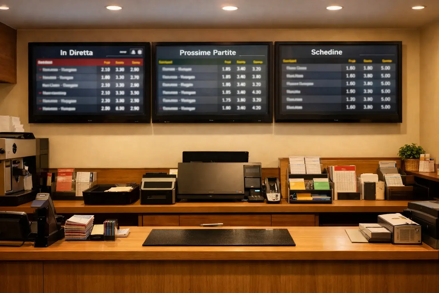 Tabellone quote partite di calcio in ricevitoria