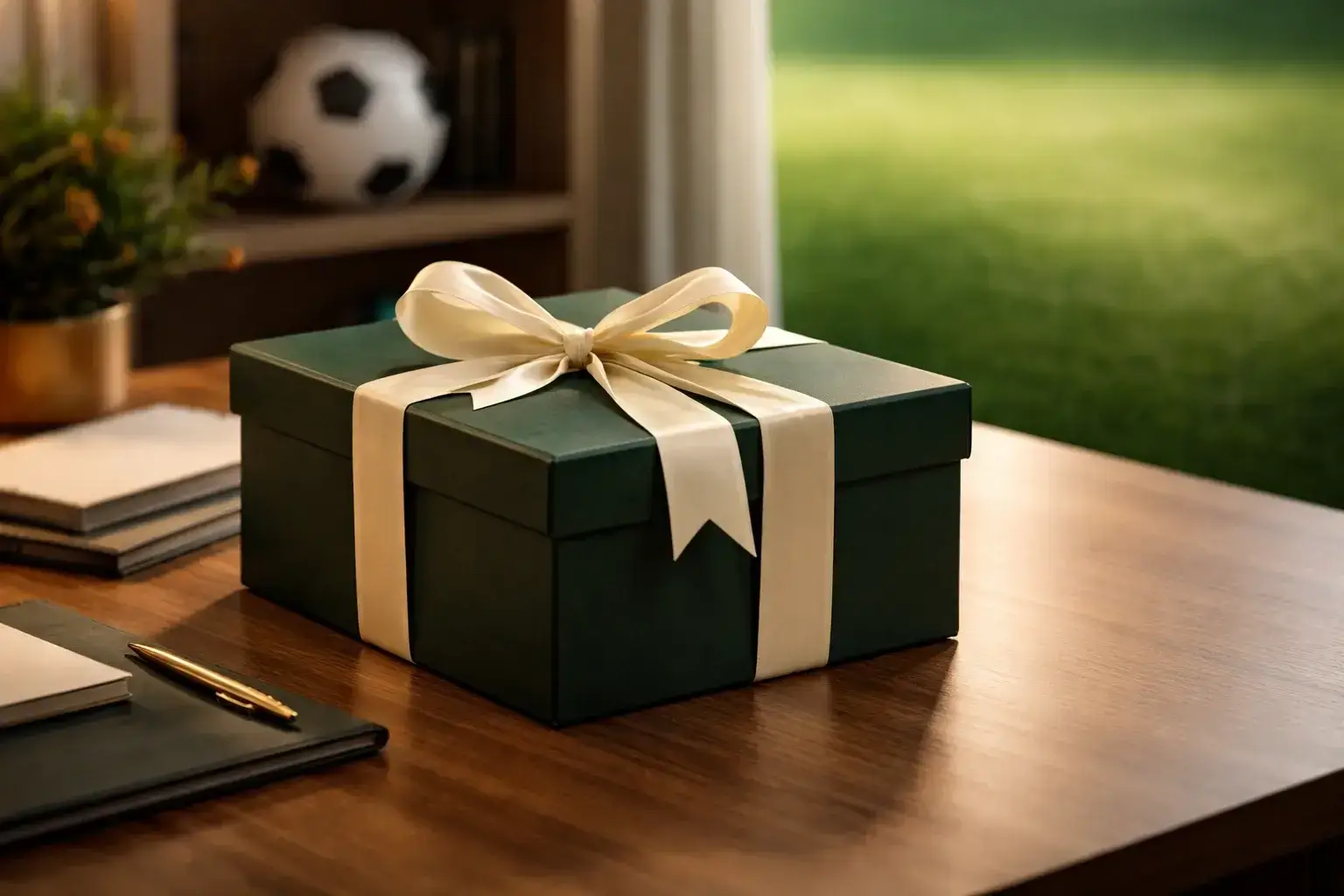 Simbolo di regalo con sfondo sportivo