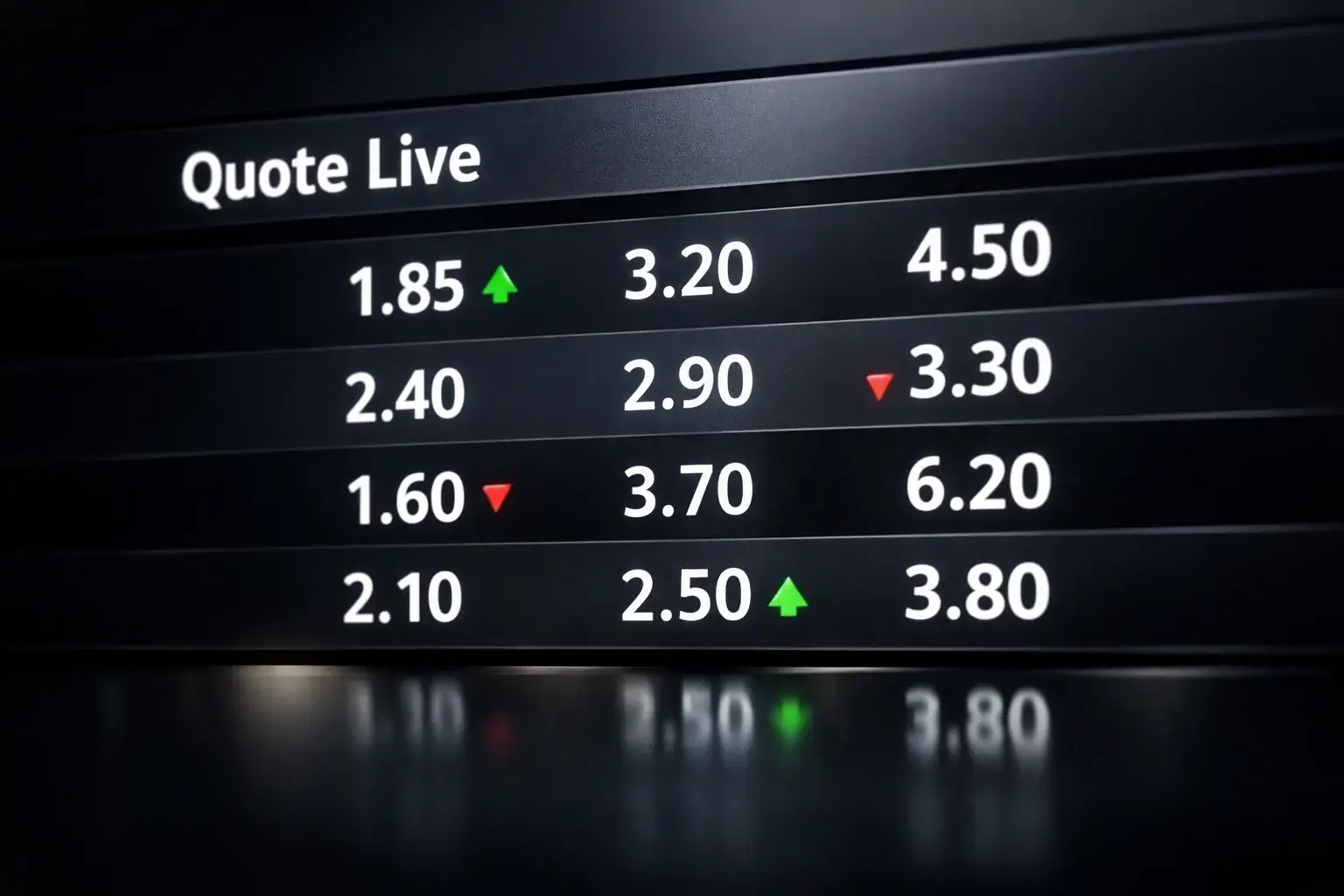 Schermo con quote che cambiano in tempo reale