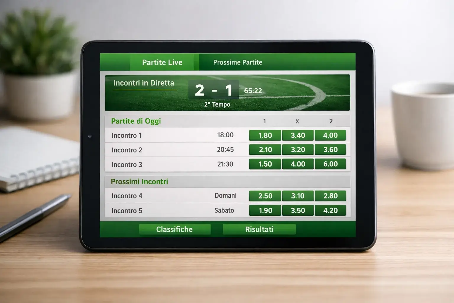 Diverse app di scommesse su tablet